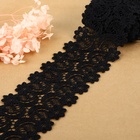 Кружево гипюровое, 65±5 мм, 6.8±0.5 м, цвет чёрный - Фото 1