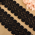 Кружево гипюровое, 65±5 мм, 6.8±0.5 м, цвет чёрный - Фото 2