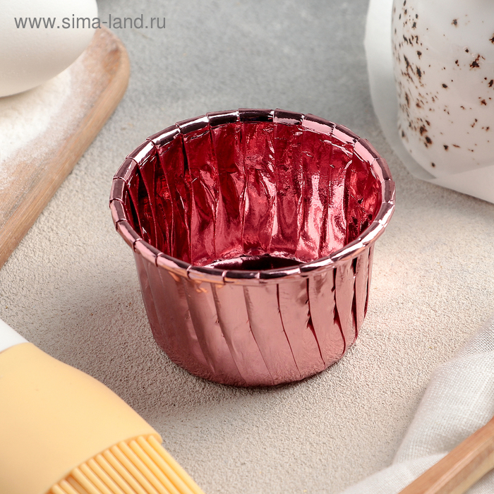 Форма для выпечки круглая «Розовый перламутр», d=6,5 см, цвет розовый - Фото 1