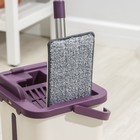 Швабра с отжимом и ведро: ведро с отсеками для полоскания и отжима 10 л, швабра плоская, запасная насадка из микрофибры - Фото 7