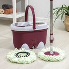 Швабра с отжимом и ведро на колёсиках с металлической центрифугой, 16,5 л, запасная насадка из микрофибры - Фото 1