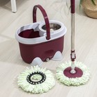 Швабра с отжимом и ведро на колёсиках с металлической центрифугой, 16,5 л, запасная насадка из микрофибры - Фото 2