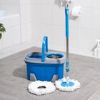Швабра с отжимом и ведро на колёсиках с металлической центрифугой, 17 л, запасная насадка из микрофибры - Фото 1