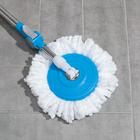 Швабра с отжимом и ведро на колёсиках с металлической центрифугой, 17 л, запасная насадка из микрофибры - Фото 6