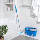 Швабра с отжимом и ведро на колёсиках с металлической центрифугой, 17 л, запасная насадка из микрофибры - Фото 9