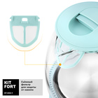 Чайник электрический Kitfort KT-653-1, стекло, 1 л, 1100 Вт, голубой - Фото 4