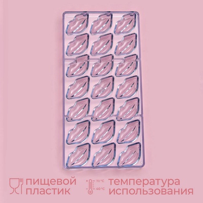 Форма для конфет шоколада KONFINETTA «Губки», 28×14 см, 21 ячейка 4.8×2.5×1.8 см, пластик, прозрачная