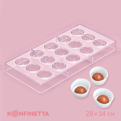 Форма для конфет и шоколада KONFINETTA «Полусфера», 28×14 см, 15 ячеек, прозрачная