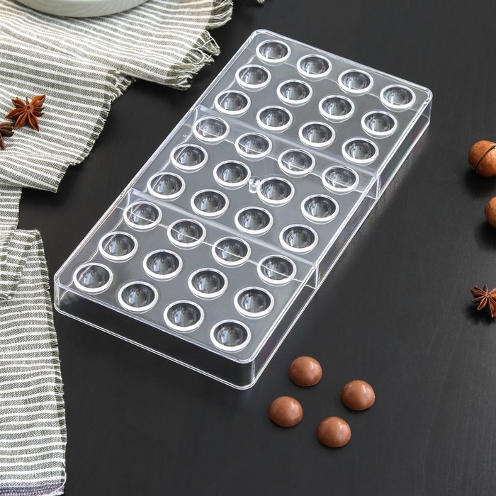 Форма для конфет и шоколада KONFINETTA «Полусфера», 28×14 см, 36 ячеек (2×1 см)