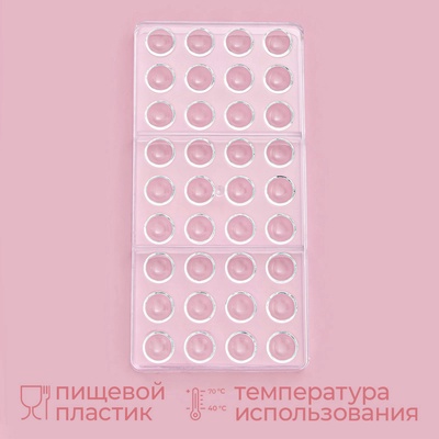 Форма для конфет и шоколада KONFINETTA «Полусфера», 28×14 см, 36 ячеек 2×1 см, пластик, прозрачная