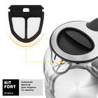 Чайник электрический Kitfort KT-654-6, стекло, 1.7 л, 2200 Вт, чёрный - Фото 4