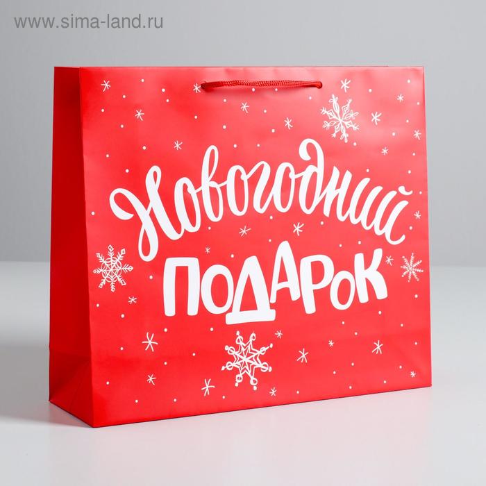 Пакет ламинированный горизонтальный «Новогодний подарок», M 30 × 26 × 9 см - Фото 1
