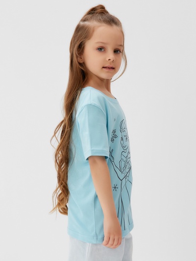 Футболка для девочки KAFTAN «Принцессы», бирюзовая, размер 30 (98-104 см)