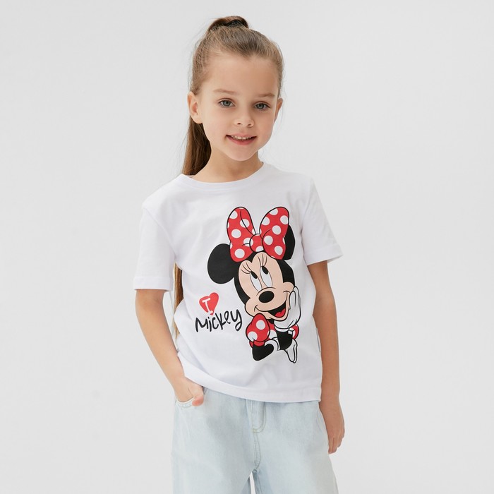 Футболка "Minnie 2", Минни Маус, р. 32, рост 110-116 см, белый - Фото 1