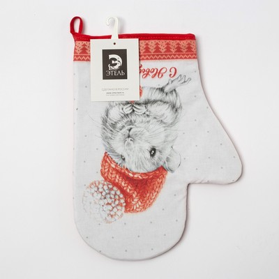 Варежка-прихватка "С Новым Годом" 20х28см,100% х/л, ватин 250г/м2