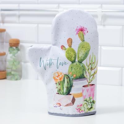 Варежка-прихватка With love, 20×28 см, саржа, 100% хлопок, ватин 250 г/м²