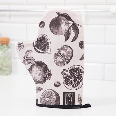 Варежка - прихватка «Этель» Healthy life, 20×28 см, саржа, 100% хлопок, ватин 250 г/м²