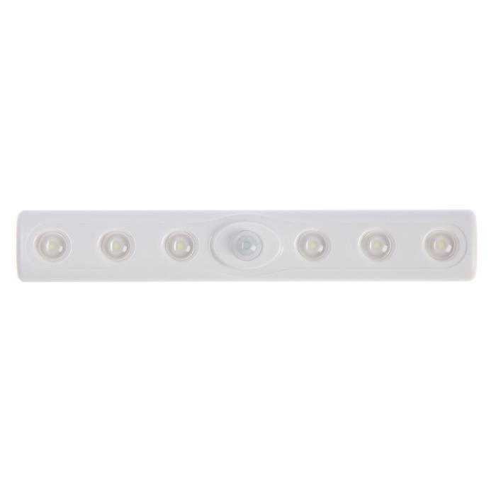 Светильник светодиодный с датчиком движ., 6 LED, 50 Лм, 3,5 Вт, от бат. 3*AAA, 6500К, белый - фото 18527676 Светильник светодиодный с датчиком движ., 6 LED, 50 Лм, 3,5 Вт, от бат. 3*AAA, 6500К, белый - фото 18527676