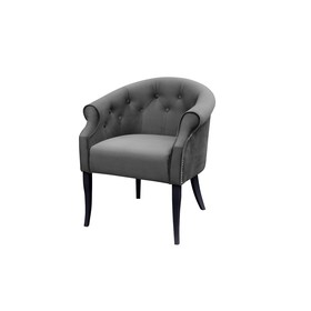 Кресло «Милан», ткань велюр, молдинг никель, опоры массив венге, цвет грей