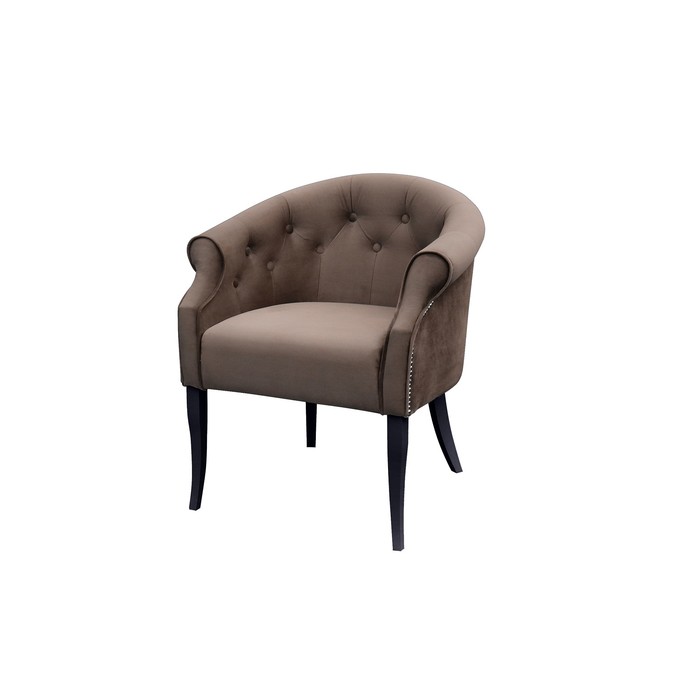Кресло «Милан», ткань велюр, молдинг никель, опоры массив венге, цвет шоколад - фото 1927501453