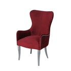 Кресло «Лари», ткань велюр, молдинг бронза, опоры массив белый, цвет берри - Фото 1