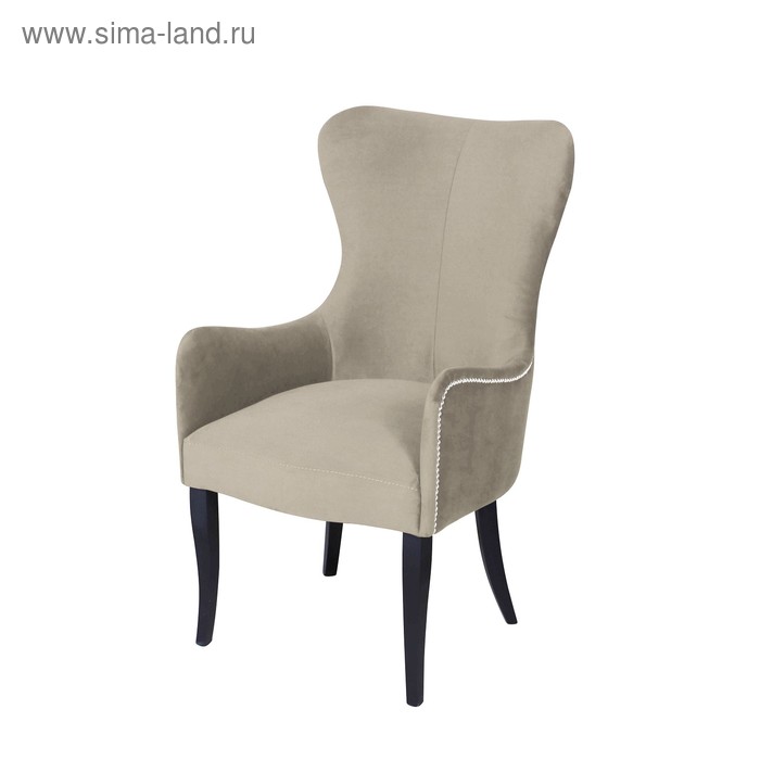 Кресло «Лари», ткань велюр, молдинг бронза, опоры массив венге, цвет боне - Фото 1
