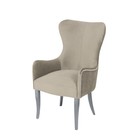 Кресло «Лари», ткань велюр, молдинг бронза, опоры массив белый, цвет боне - фото 110416533