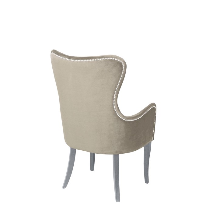 Кресло «Лари», ткань велюр, молдинг бронза, опоры массив белый, цвет боне - фото 1908498487