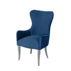 Кресло «Лари», ткань велюр, молдинг бронза, опоры массив белый, цвет океан - фото 110416537