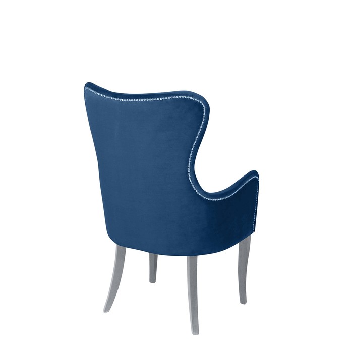 Кресло «Лари», ткань велюр, молдинг бронза, опоры массив белый, цвет океан - фото 1908498491