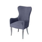 Кресло «Лари», ткань велюр, молдинг бронза, опоры массив белый, цвет грей - фото 110416541