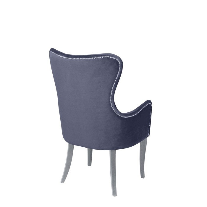 Кресло «Лари», ткань велюр, молдинг бронза, опоры массив белый, цвет грей - фото 1908498495