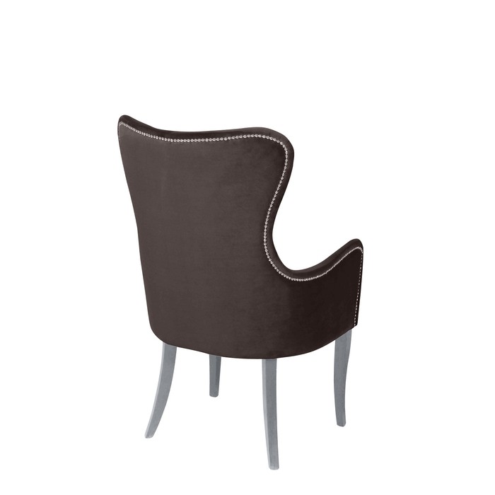 Кресло «Лари», ткань велюр, молдинг бронза, опоры массив белый, цвет шоколад - фото 1908498499