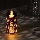 Светодиодная фигура «Красная свеча со снеговиком» 5 × 9 × 5 см, пластик, батарейки AG13х3, свечение тёплое белое - Фото 1
