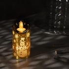 Светодиодная фигура «Золотистая свеча со снеговиком» 5 × 9 × 5 см, пластик, батарейки AG13х3, свечение тёплое белое - фото 298240823