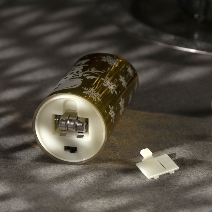 Светодиодная фигура «Золотистая свеча со снеговиком» 5 × 9 × 5 см, пластик, батарейки AG13х3, свечение тёплое белое - фото 1884965596