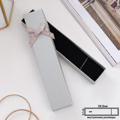 Коробочка подарочная под браслет/часы/цепочку «Влюбленность», 21×4 (размер полезной части 20.5×3.7 см), цвет серебро