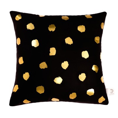 Подушка декоративная «Этель. Горошек», 40×40 см, велюр, чёрная