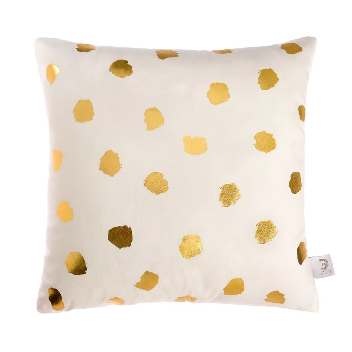 Подушка декоративная «Этель. Горошек», 40×40 см, велюр, белая - Фото 1