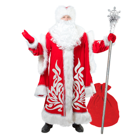 Карнавальный костюм «Дед Мороз королевский», аппликация, мех, р. 52-54