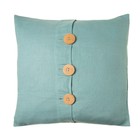 Наволочка декоративная 50х50см, однотонная, голубой, пуговицы,  100% хлопок - Фото 1