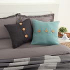 Наволочка декоративная 50х50см, однотонная, голубой, пуговицы,  100% хлопок - Фото 4
