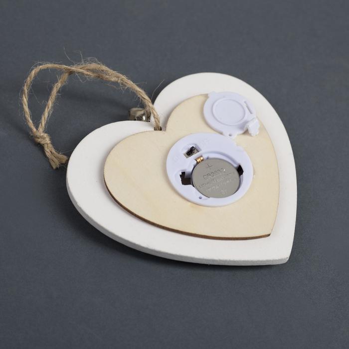 Ёлочная игрушка «Сердце с оленем», от батареек, свечение тёплое белое - фото 1890870191