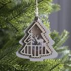 Ёлочная игрушка «Ёлочка с оленем», 10×10×2 см, 4 LED, от батареек, свечение тёплое белое - Фото 2