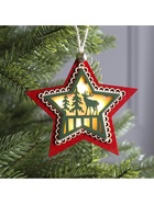 Ёлочная игрушка «Красная звезда с оленем», 10×10×2 см, 4 LED, от батареек, свечение тёплое белое - Фото 4
