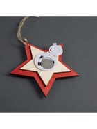 Ёлочная игрушка «Красная звезда с оленем», 10×10×2 см, 4 LED, от батареек, свечение тёплое белое - Фото 6