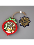 Ёлочная игрушка «Новогодний шар», 10×10×1 см, 3 LED, от батареек, свечение тёплое белое - Фото 7