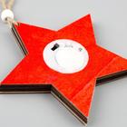 Ёлочная игрушка «Красная звезда с оленями», от батареек, свечение тёплое белое - фото 8659729
