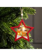 Ёлочная игрушка «Красная звезда с оленями», 10×10×1 см, 3 LED, от батареек, свечение тёплое белое - Фото 4