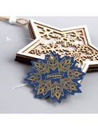 Ёлочная игрушка «Звезда в снежинках», 13х13х1 см, 3 LED, от батареек, свечение тёплое белое - фото 6618203